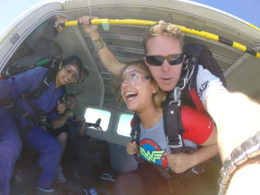 skydivers getting ready to jump